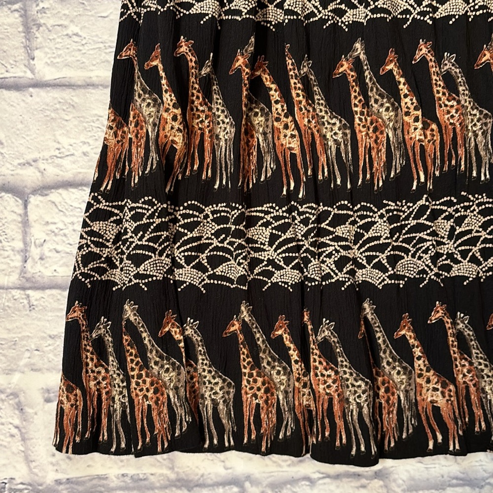 Vintage Stonebridge Giraffe Print Maxi Skirt Black Brown Gray - Size Medium - Picture 2 of 9